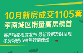 2017年孝感10月新房成交1105套