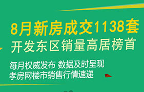 2019年孝感8月新房成交1138套